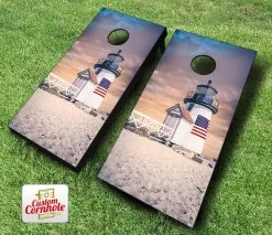 Nantucket Island Lighthouse Cornhole Set With Bags -Pro Cornhole Shop Nantucket Island Lighthouse Cornhole Set 93570.1484341185