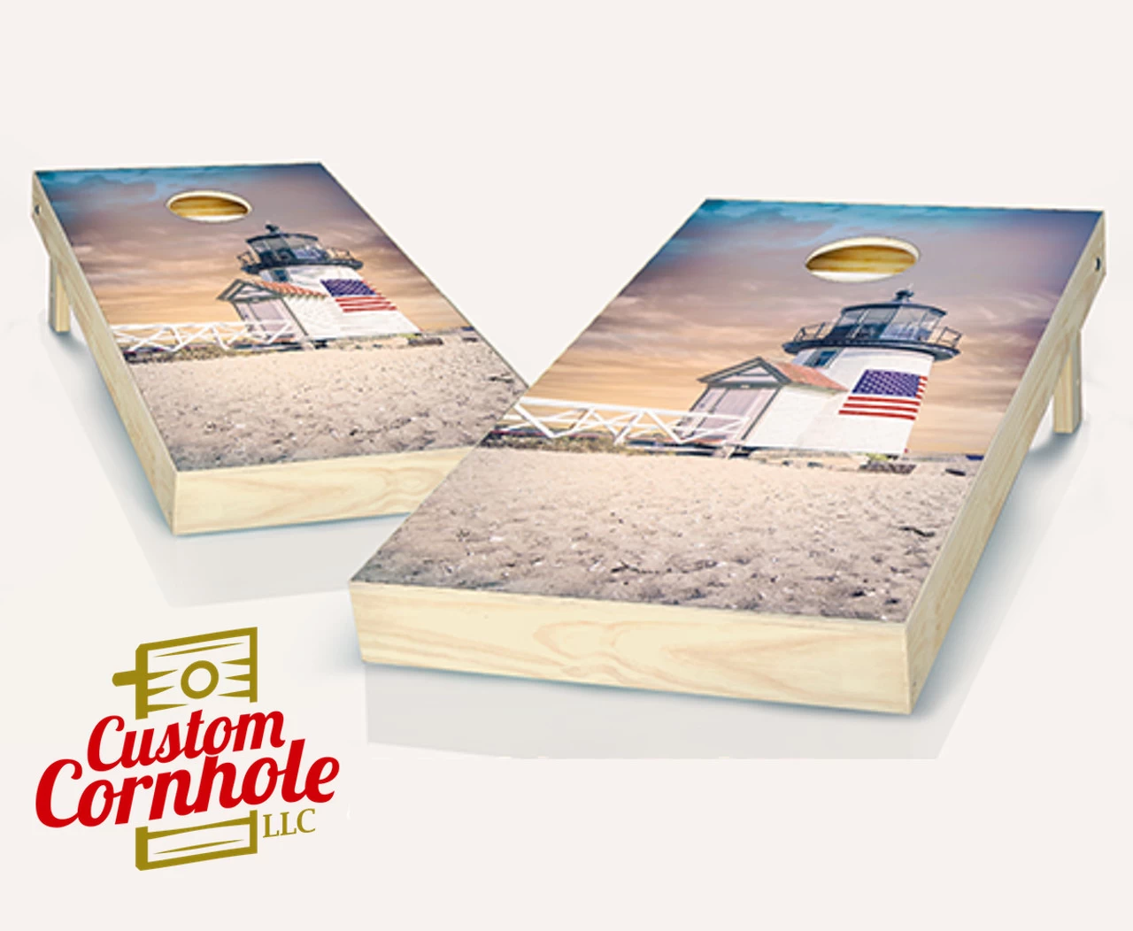 Nantucket Island Lighthouse Cornhole Set With Bags