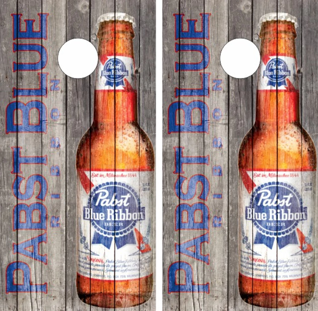 Pabst Blue Ribbon Version 3 Cornhole Wraps - Set Of 2 3 Pabst Blue Ribbon Version 3 Cornhole Wraps - Set Of 2