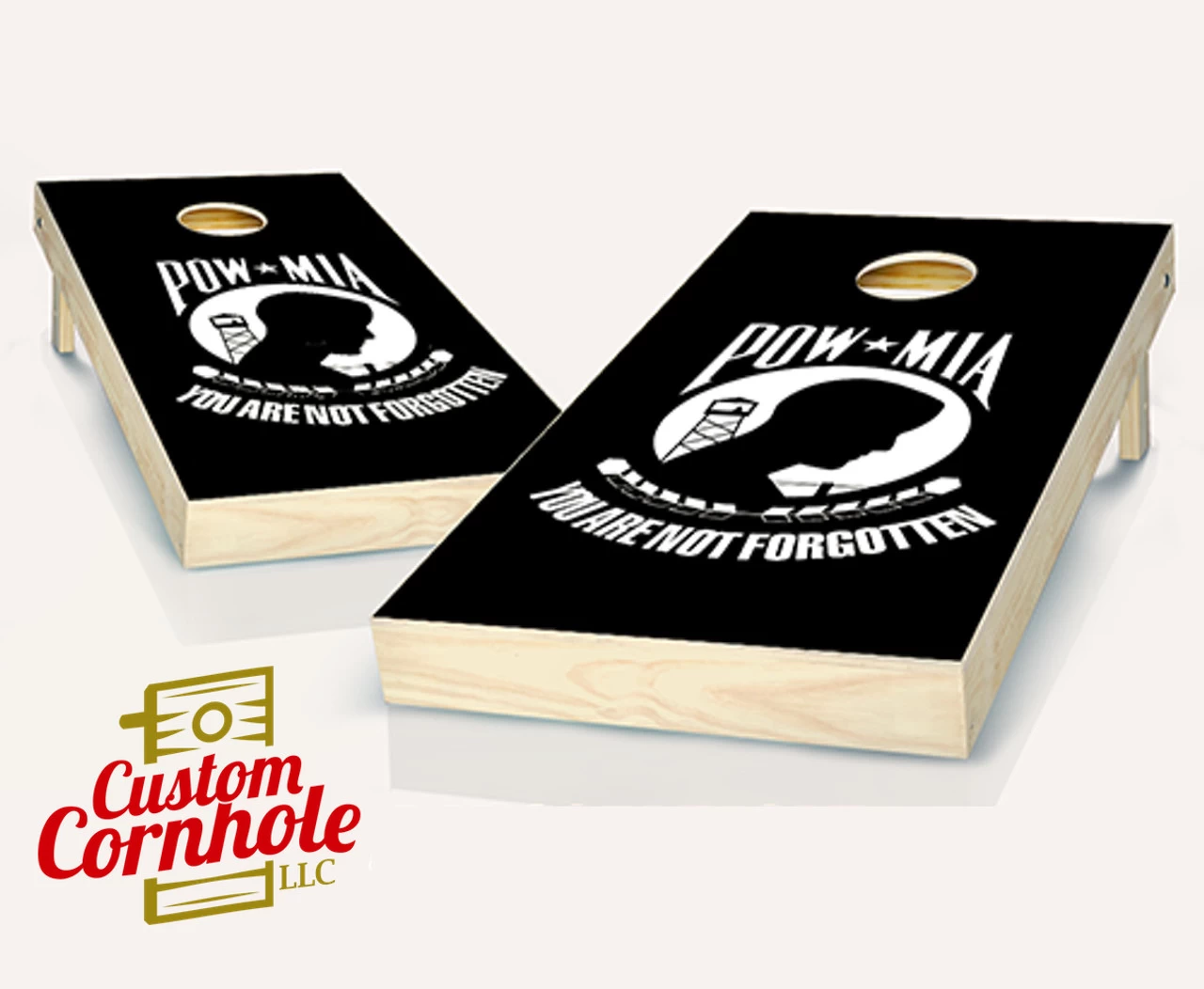 Black POW MIA Cornhole Set With Bags 3 Black POW MIA Cornhole Set With Bags