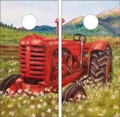 Painting Of Tractor Cornhole Wraps - Set Of 2