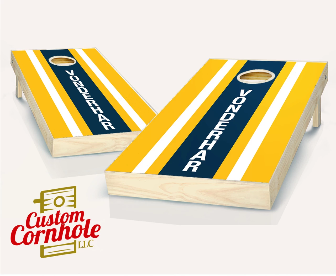 Personalized Striped Cornhole Set With Bags 3 Personalized Striped Cornhole Set With Bags