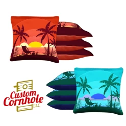 Red Blue Beach Chair Tournament Cornhole Bags - Set Of 8