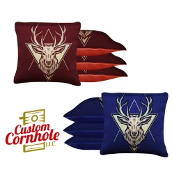 Red Blue Deer Tournament Cornhole Bags - Set Of 8