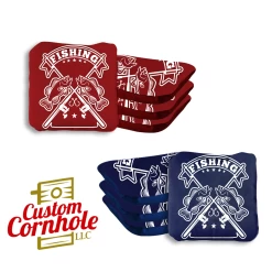 Red Blue Fish Logo Professional Cornhole Bags - Set Of 8