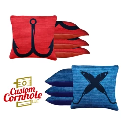 Red Blue Hooks Tournament Cornhole Bags - Set Of 8