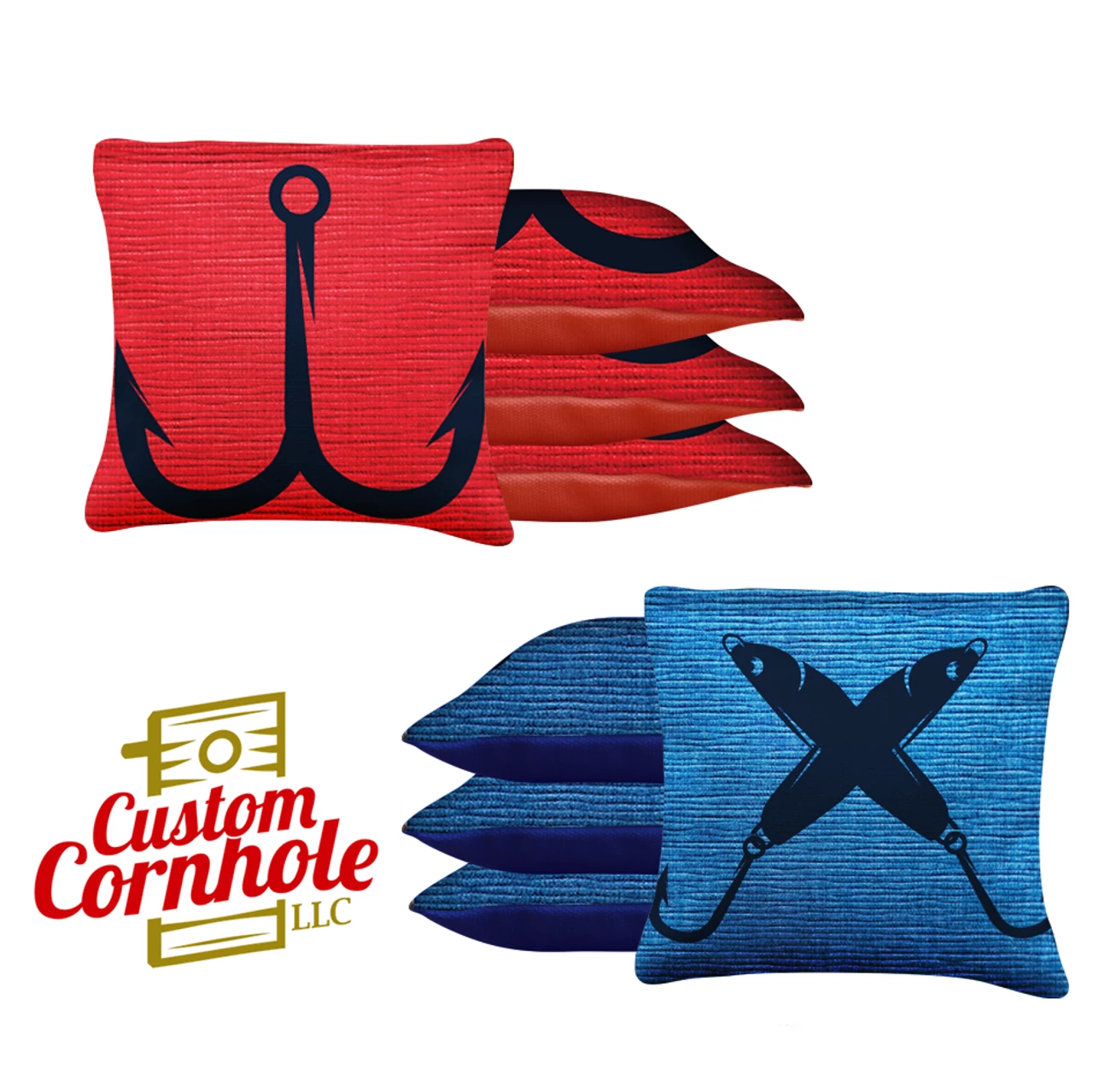 Red Blue Hooks Tournament Cornhole Bags - Set Of 8 3 Red Blue Hooks Tournament Cornhole Bags - Set Of 8