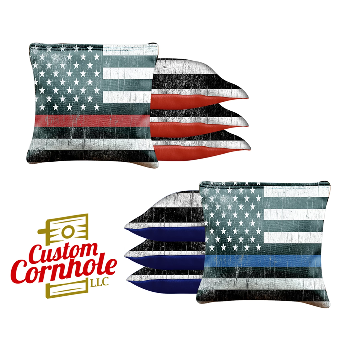 Red Blue Lines Tournament Cornhole Bags - Set Of 8 3 Red Blue Lines Tournament Cornhole Bags - Set Of 8