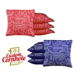 Red Blue Tech Tournament Cornhole Bags - Set Of 8