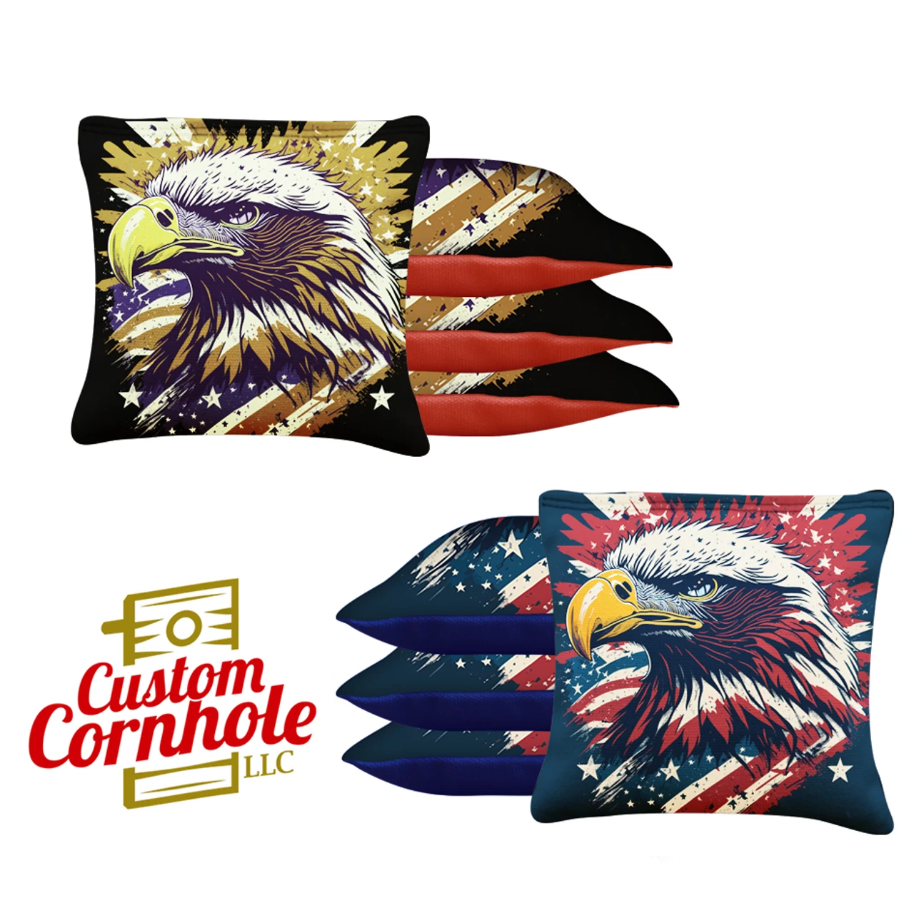 Red Gold Eagle Tournament Cornhole Bags - Set Of 8 3 Red Gold Eagle Tournament Cornhole Bags - Set Of 8