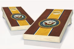 Rosewood Stained US Navy Cornhole Set With Bags