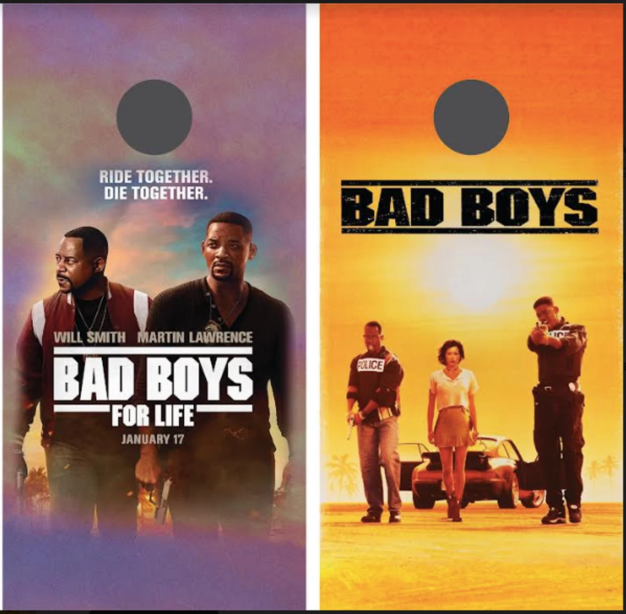 Bad Boys Cornhole Wraps - Set Of 2 3 Bad Boys Cornhole Wraps - Set Of 2