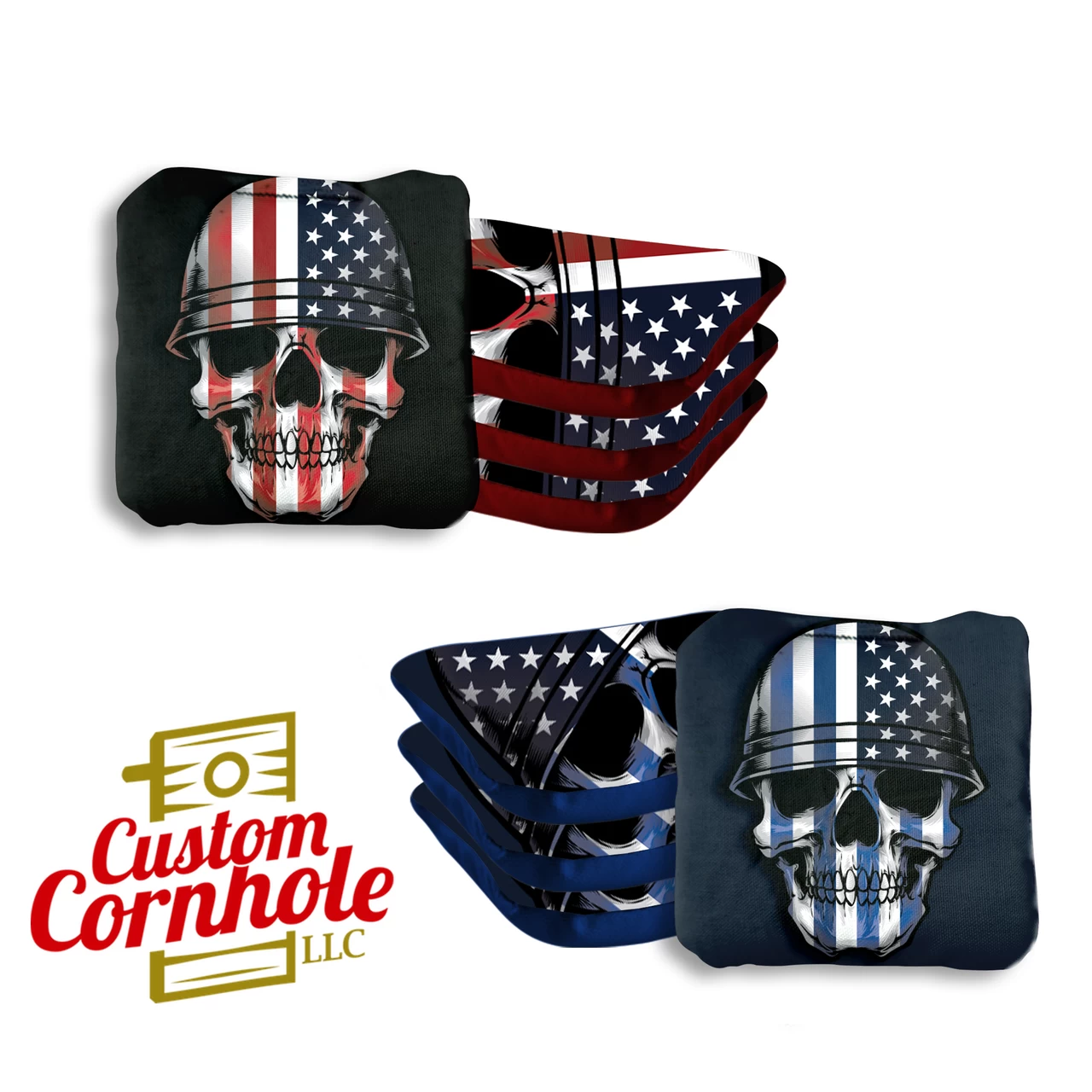 Soldier Flag Skull Professional Cornhole Bags - Set Of 8 3 Soldier Flag Skull Professional Cornhole Bags - Set Of 8