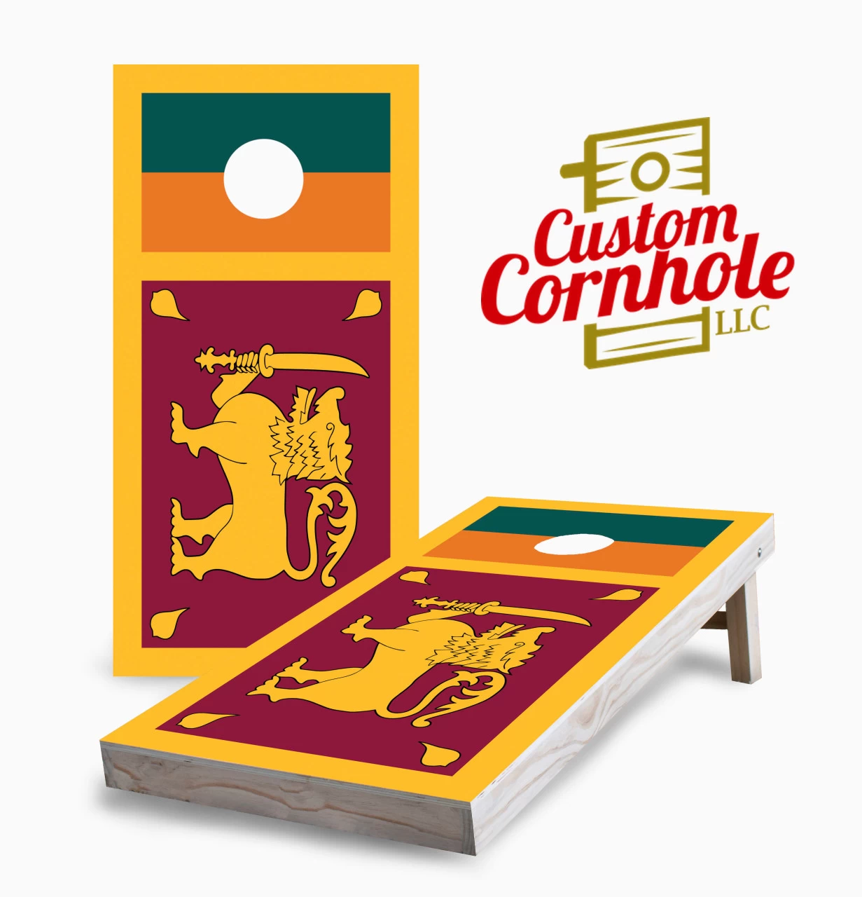 Sri Lankan Flag Cornhole Set With Bags 3 Sri Lankan Flag Cornhole Set With Bags