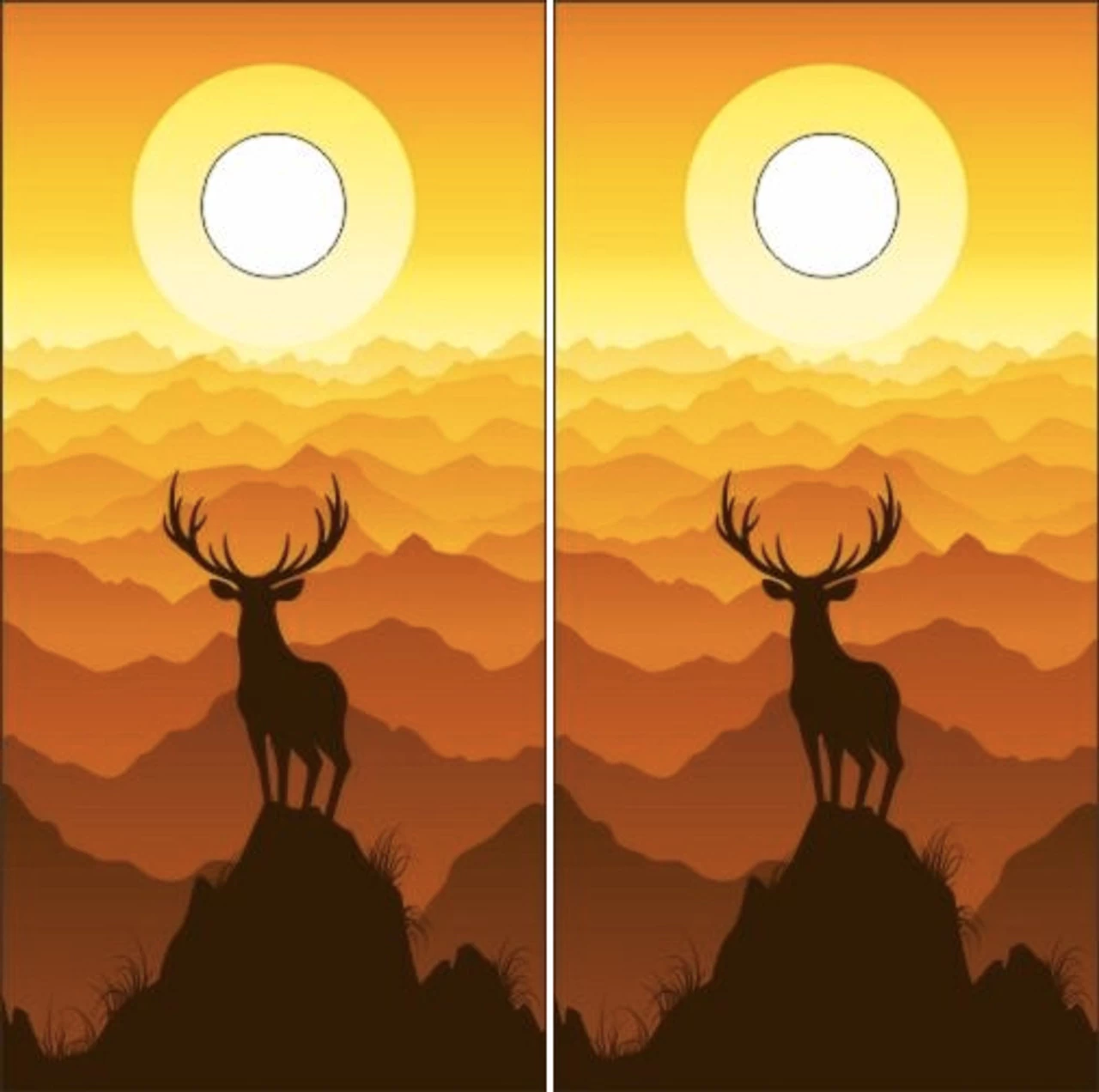 Deer Sunset Cornhole Wraps - Set Of 2 3 Deer Sunset Cornhole Wraps - Set Of 2