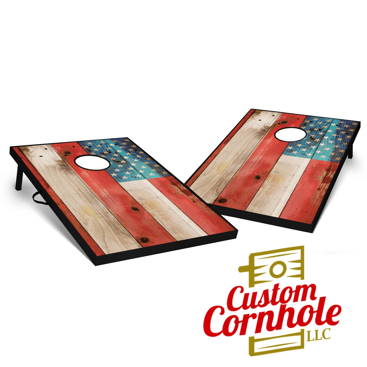 Tailgate Distressed American Flag Cornhole Set With Bags 3 Tailgate Distressed American Flag Cornhole Set With Bags