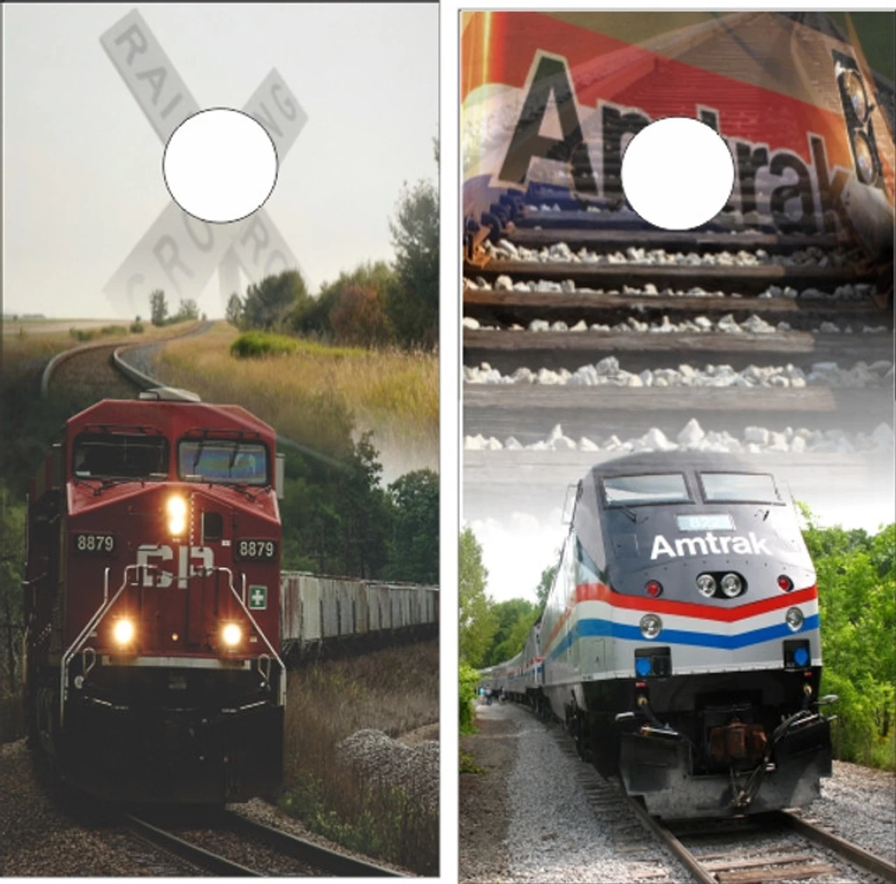 Amtrak Freight Trains Cornhole Set With Bags 4 Amtrak Freight Trains Cornhole Set With Bags - Image 2