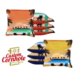 Tropical Red Orange Tournament Cornhole Bags - Set Of 8