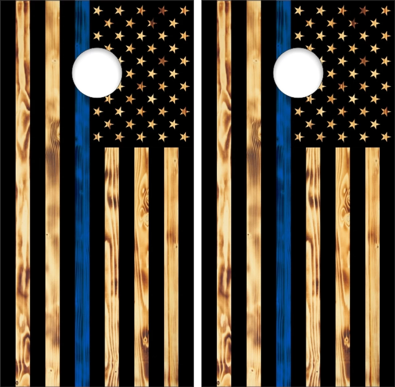 American Flag Blue Line Version 2 Cornhole Wraps - Set Of 2 3 American Flag Blue Line Version 2 Cornhole Wraps - Set Of 2