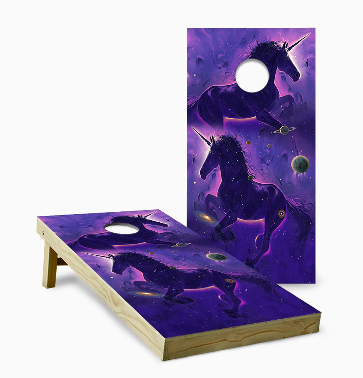 Unicorn Nebula Cornhole Set With Bags 3 Unicorn Nebula Cornhole Set With Bags