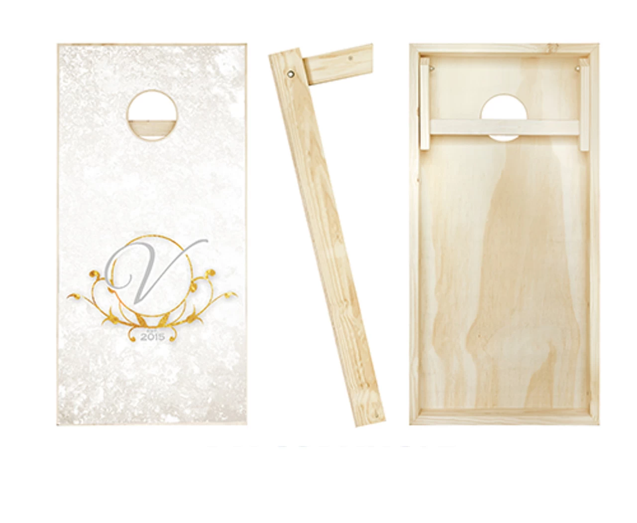 Wedding Gold Leaf Cornhole Set With Bags - Image 2