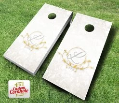 Wedding Gold Leaf Cornhole Set With Bags -Pro Cornhole Shop Wedding Leaf 04025.1444776935
