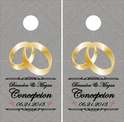 Wedding Rings Cornhole Wraps - Set Of 2