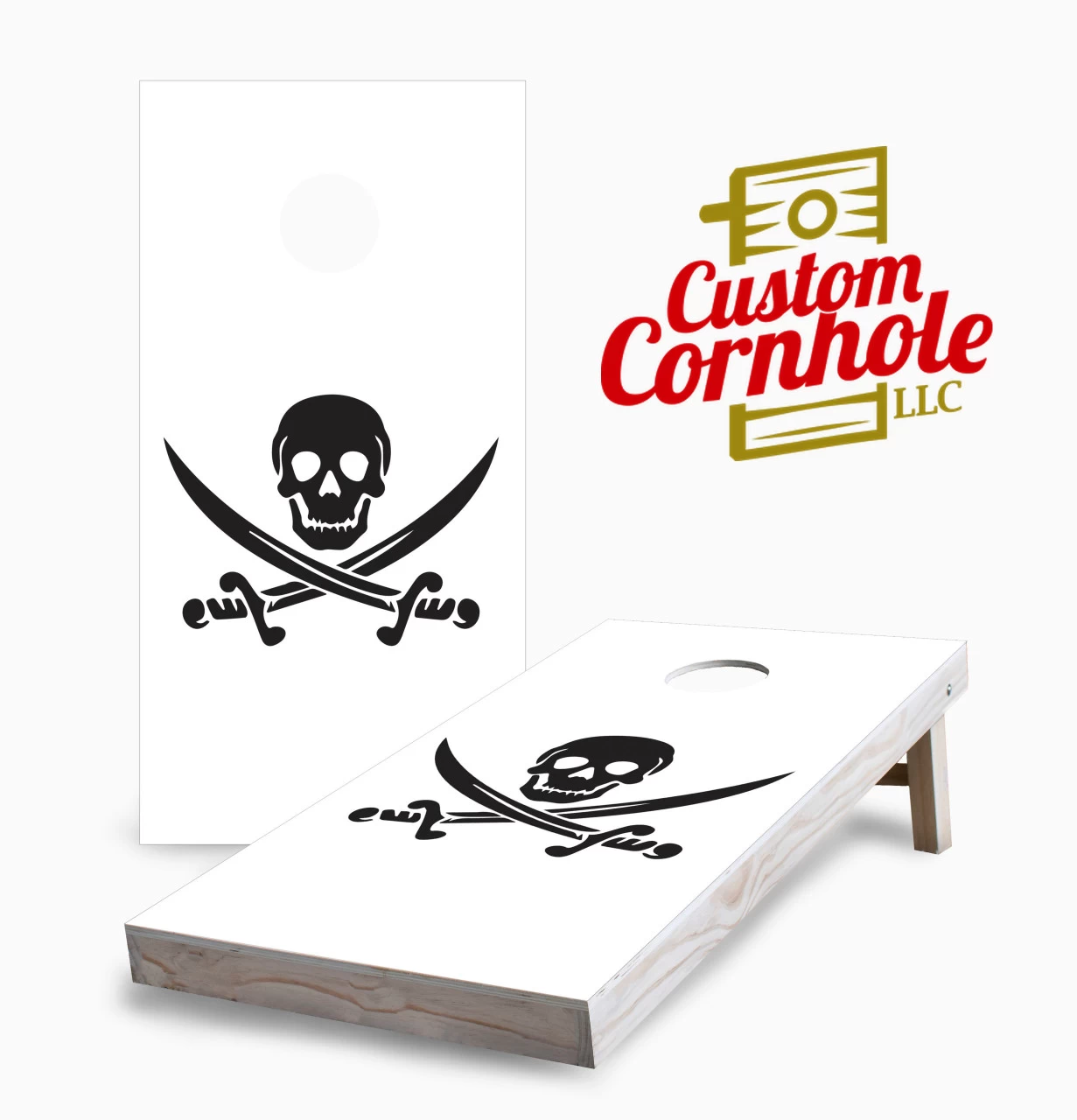 White Skull And Sword Cornhole Set With Bags 3 White Skull And Sword Cornhole Set With Bags