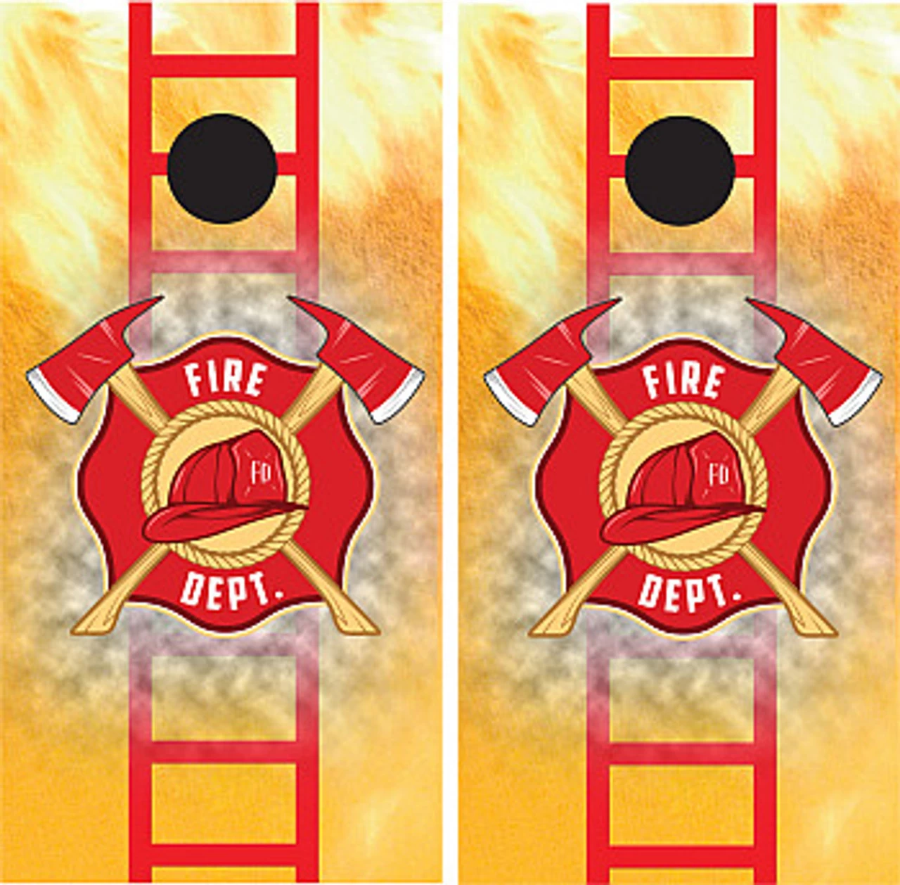 Fire Department With Ladder Cornhole Wraps - Set Of 2 3 Fire Department With Ladder Cornhole Wraps - Set Of 2
