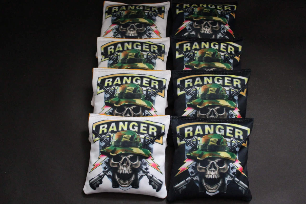 US Army Ranger Skulls & Guns Cornhole Bags - Set Of 8 3 US Army Ranger Skulls & Guns Cornhole Bags - Set Of 8