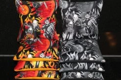 Motorcycle Skull In Flames Cornhole Bags - Set Of 8