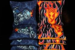 Flaming Motorcycle Cornhole Bags - Set Of 8
