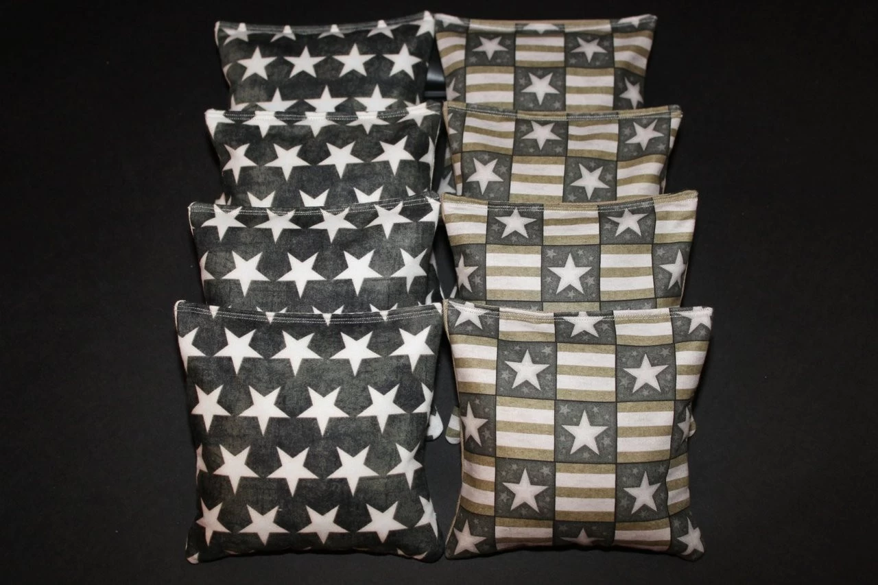 Patriotic Rustic Vintage Stars And Stripes Cornhole Bags - Set Of 8 3 Patriotic Rustic Vintage Stars And Stripes Cornhole Bags - Set Of 8