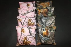 Deer Camo Pink & Black Cornhole Bags - Set Of 8