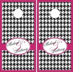 Wedding Houndstooth Cornhole Wraps - Set Of 2