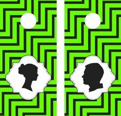 Wedding Green Chevron Cornhole Wraps - Set Of 2