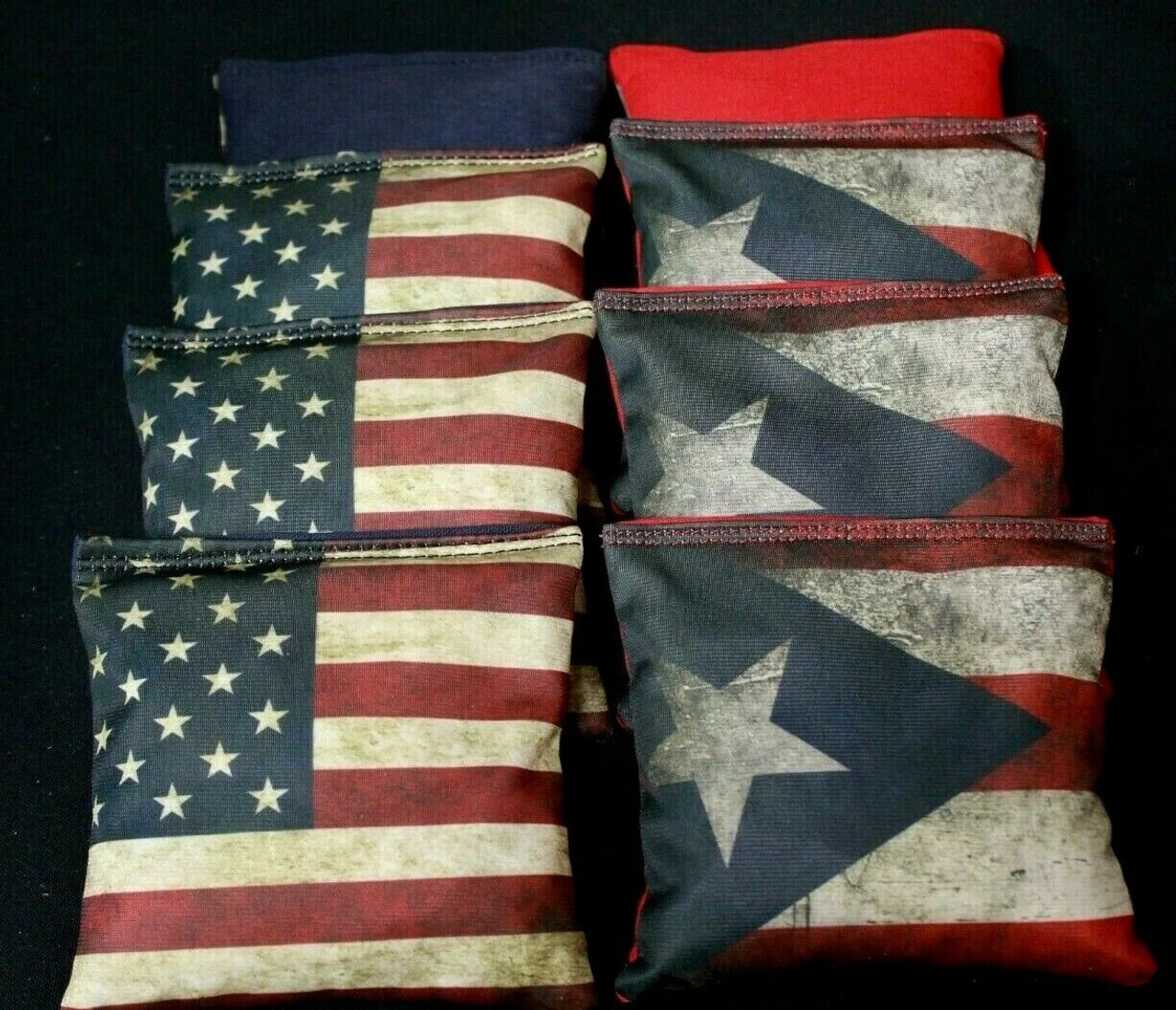 Rustic American Puerto Rico Flag Cornhole Bags - Set Of 8 3 Rustic American Puerto Rico Flag Cornhole Bags - Set Of 8