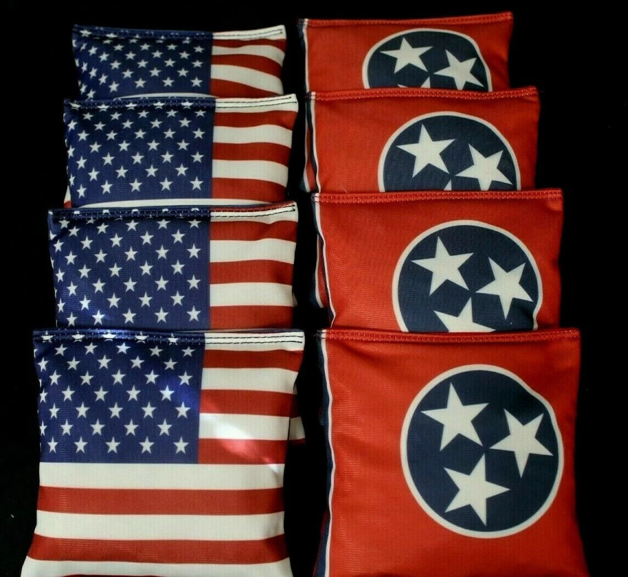 American And Tennessee Flag Cornhole Bags - Set Of 8 3 American And Tennessee Flag Cornhole Bags - Set Of 8