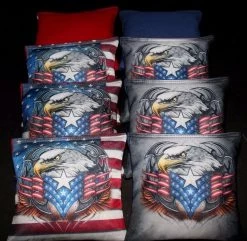 American Flag Bald Eagle Version 4 Cornhole Bags - Set Of 8
