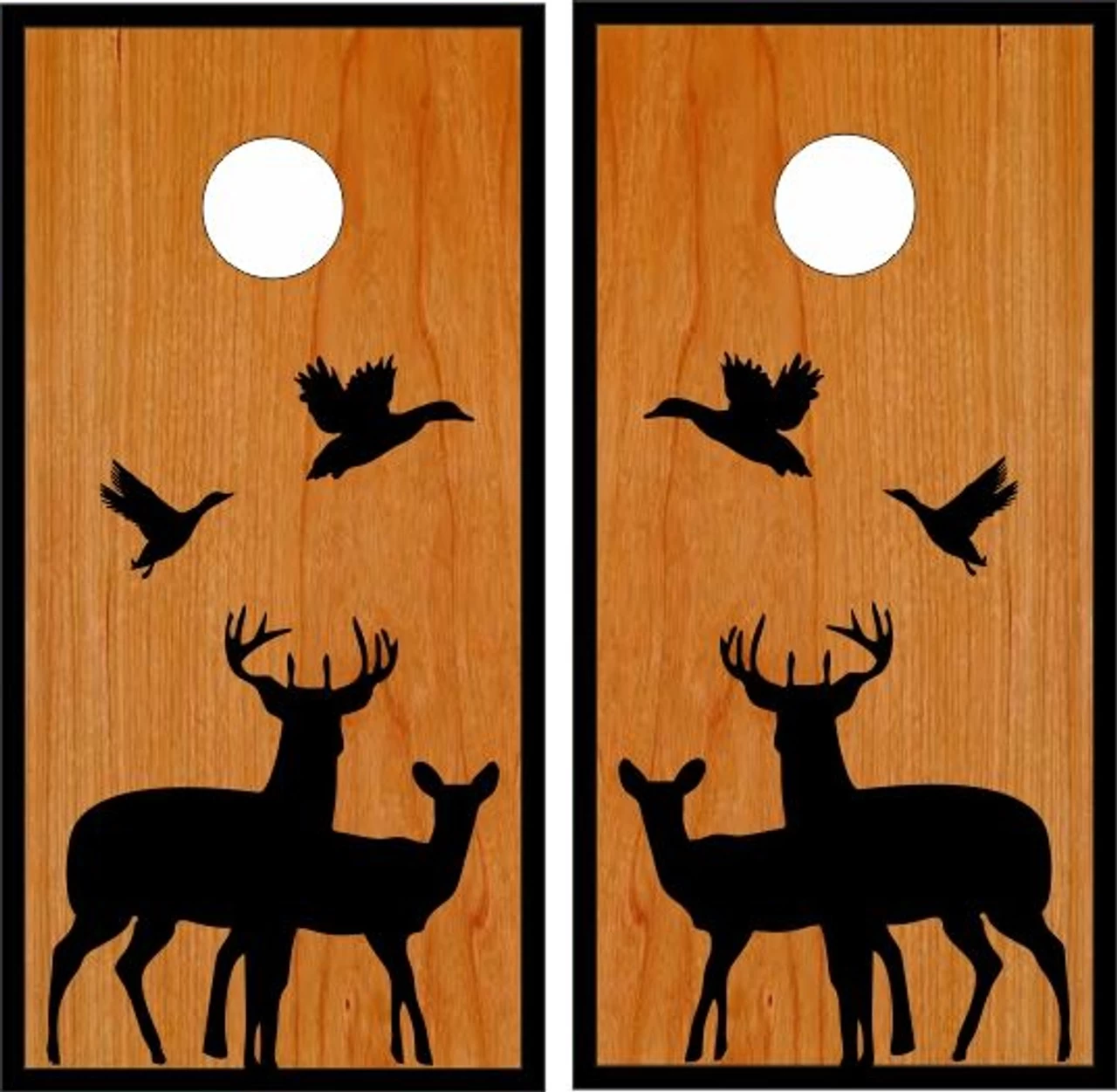 Deer And Ducks Classic Cornhole Wraps - Set Of 2 3 Deer And Ducks Classic Cornhole Wraps - Set Of 2